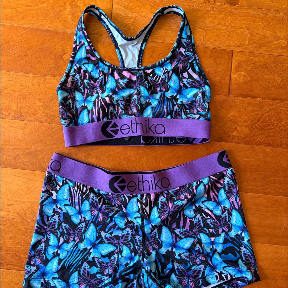 Ethika Women's Vibrant Butterfly Sports Bra Set